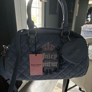 Juicy Couture Blue Quilted Shoulder Bag with Crown Logo